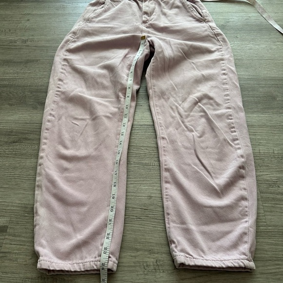 Zara paper bag Light Pink Elastic Waist Pants Sz S lightweight 2 distressed - Picture 6 of 6